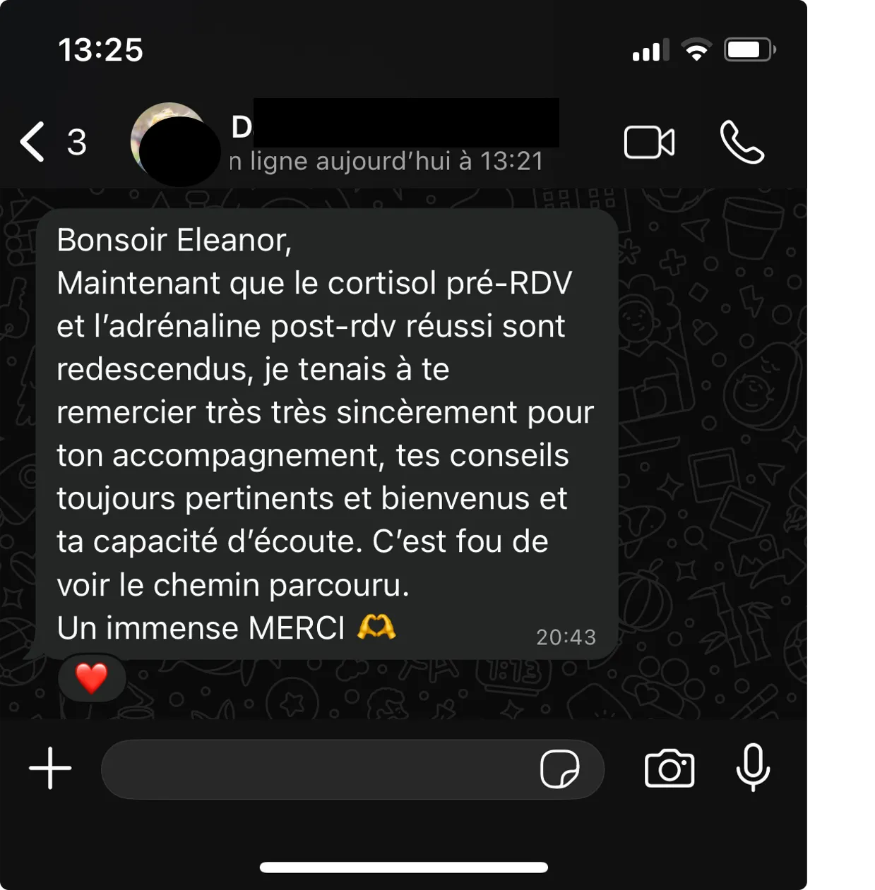 Message reçu — confiance avant un rendez-vous clé