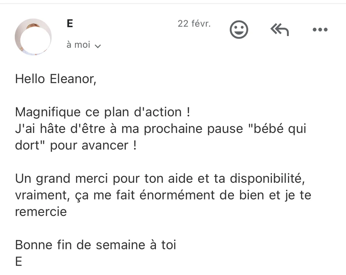 Message reçu — équilibre maternité