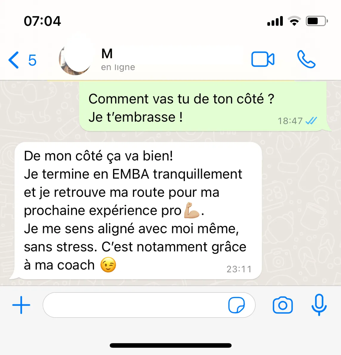 Message reçu — reconversion